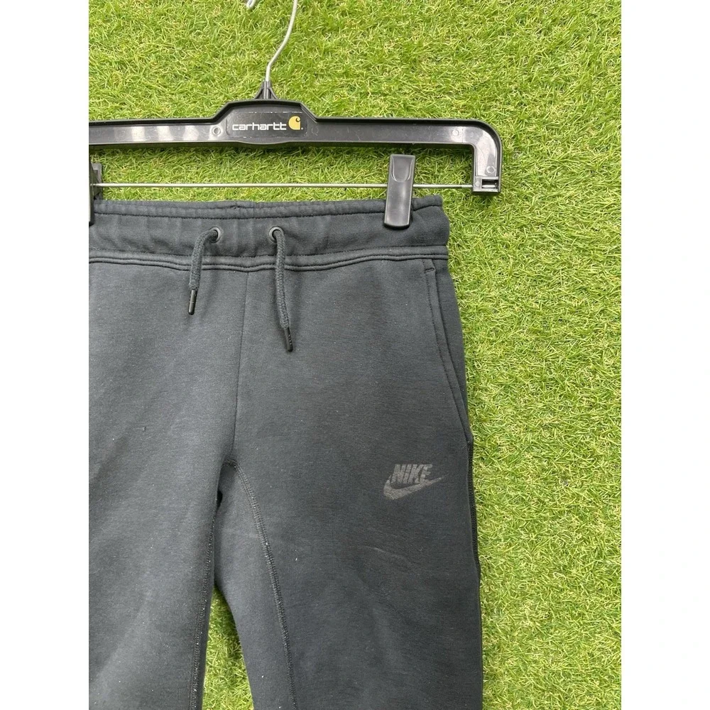 Nike Tech Fleece Joggers Youth Small Black Tapered Sweatpants Zip Pocket Kids